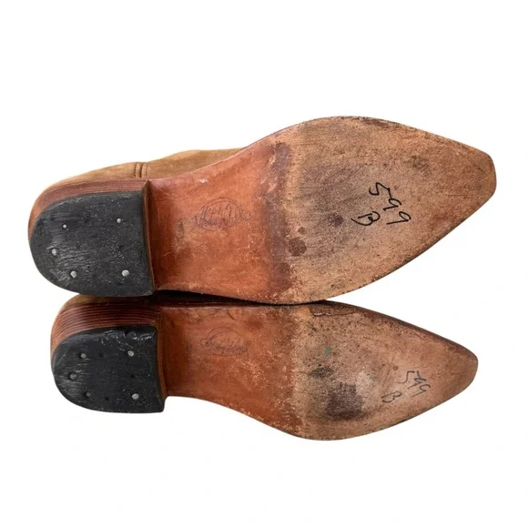 Genuine Suede Colorful Embroidered Southwestern Cowboy‎ Boots - Picture 6 of 8